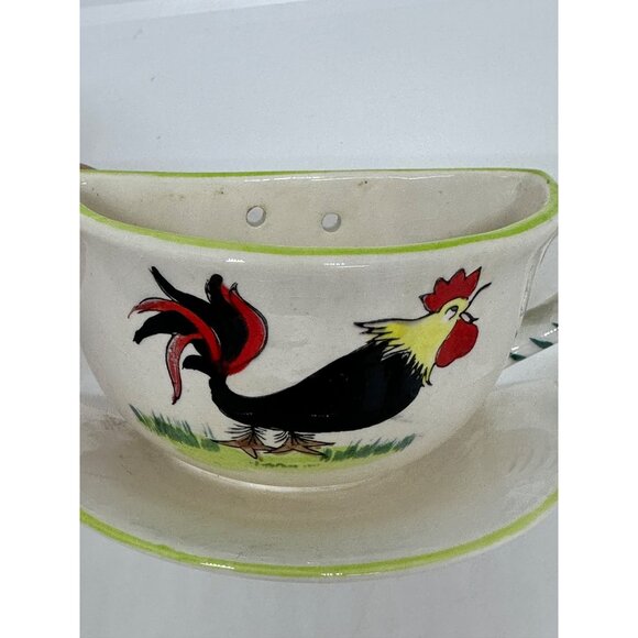 Vintage Japan Ceramic Rooster Teapot and Wall Pocket Mid-Century Farmhouse Decor - Picture 5 of 11